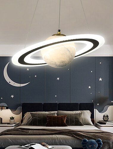  lámpara colgante led diseño de planeta 45 cm diseño de linterna dormitorio luz metal pintado acabados moderno 220-240v 110-120v