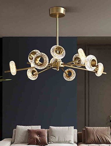  LED Pendelleuchte Kronleuchter Modern Gold 6 8 10 12 Köpfe Ring Design Kupfer Globus Messing Modern 220-240V 110-120V