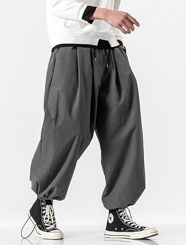  Herr Långbyxor Säckiga byxor Harem byxor Casual byxor Baggy Harem Byxor Ficka Brett skaft Bensträng Ensfärgat Komfort Sport Dagligen Streetwear Ledig / Sportig Svart Grå Microelastisk