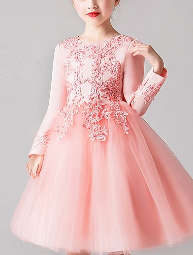  Abito da damigella d'onore bambina Da ragazza Vestito Abito da principessa Vestito da festa Matrimonio Feste Compleanno Da principessa Dolce Giornata universale dell'infanzia Fiore decorativo Manica