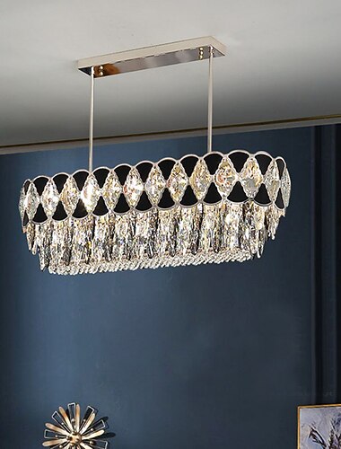  LED Pendelleuchte Kristall Kronleuchter Inselleuchte 80 cm Laterne Desgin Edelstahl galvanisiert modern 220-240v 110-120v