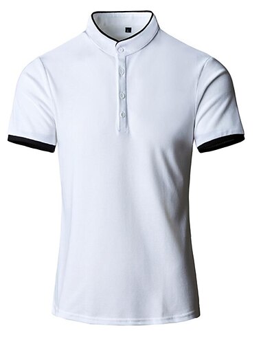  Herren Tennishemd Poloshirt Casual Täglich Kragen Ständer Kurzarm Einfach Feste Farbe Knopf vorne Regular Fit Schwarz Weiß Rosa Rote Marineblau Blau Tennishemd