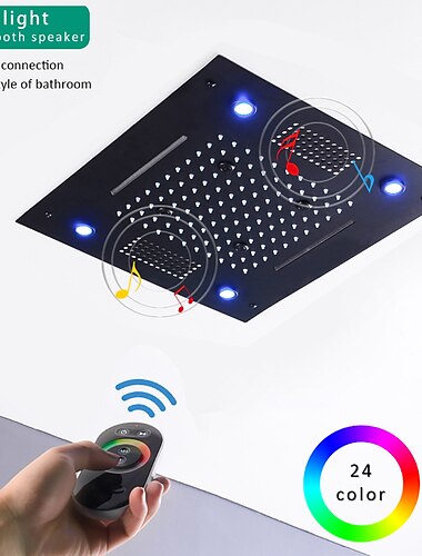  Duscharmatur, Regenduschkopf, LED-Wasserfall, Regen, modernes Chrom / lackierte Oberflächen, Deckenmontage, Duschkopf für Duschraum, Bluetooth-Fernbedienung, Badezimmer-Sanitärzubehör