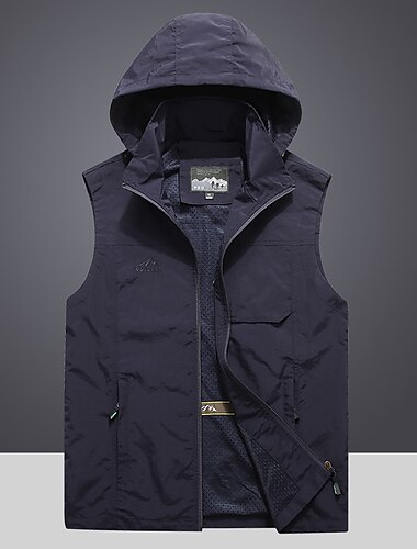  Men's Fishing Vest Hiking Vest Sleeveless Jacket Coat Top Outdoor Breathable Quick Dry Ultraviolet Resistant Multi Pockets Pocket Basic POLY Black Army Green Khaki Fishing Climbing Beach