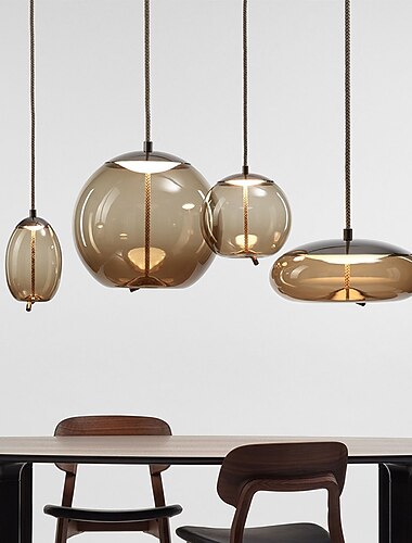  ledet pendellampe glass kjøkken øy lys enkelt design galvanisert led nordisk stil 220-240v 110-120v