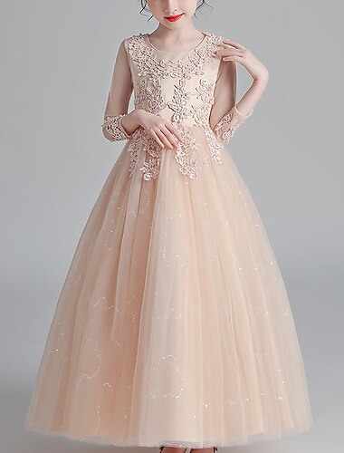  Abito da damigella d'onore bambina Da ragazza Vestito Abito da principessa Abito per la prima comunione Vestito da festa Formale Matrimonio Feste Da principessa Dolce Con fiocco Fiore decorativo