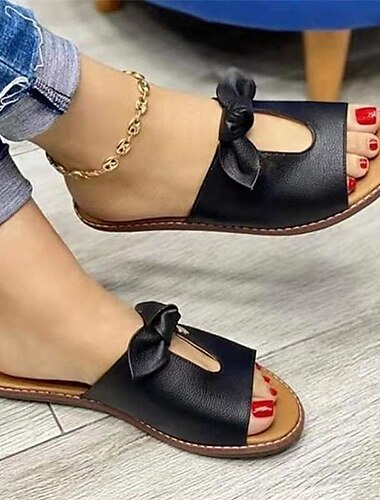  Rosafarbene Slipper-Sandalen für Damen mit Schleife und offenem Zehenbereich – süßes und bequemes Freizeitschuhwerk für den Sommer