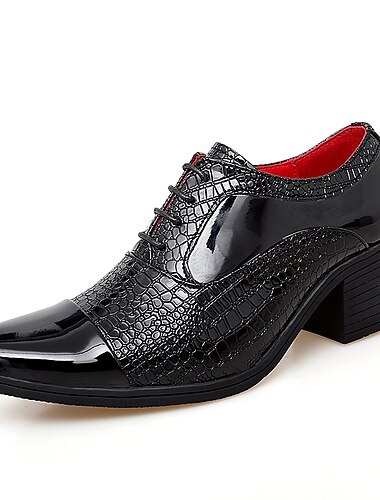  scarpe oxford da uomo in vernice nera con motivo coccodrillo in similpelle – scarpe eleganti con tacco a blocco, perfette per lavoro, matrimonio ed eventi speciali