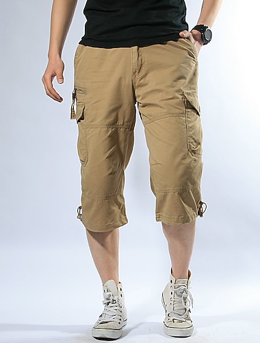  Herren Cargo Shorts Kurze Hosen Kurze Hose für Wanderer Multi Pocket Glatt Komfort Draussen Wadenlänge Baumwolle Cargohosen Armeegrün Schwarz Mikro-elastisch
