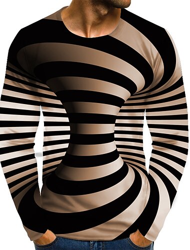  Herren 3D-Druck T Shirt Langarm T-Shirt 3D-Druck Rundhalsausschnitt Hemd Strassenmode Übertrieben Designer Täglich Ausgehen Gelb Rosa Rote Bekleidung Übergröße S M L XL XXL 3XL 4XL
