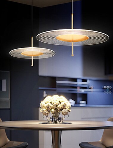  lampada a sospensione led cucina isola luce moderna oro 35/45/55 cm lampadario design singolo acrilico stile artistico elegante finiture verniciate 220-240v 110-120v
