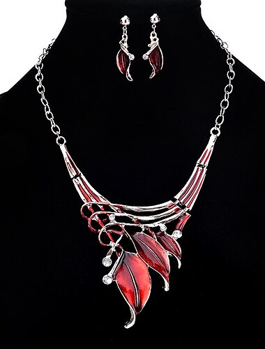  Schmuckset Tropfen-Ohrringe For Damen Party Besondere Anlässe Jahrestag Edelstein & Kristall Synthetische Edelsteine Krystall Blattform Mehrfarbig / Anhänger Halskette / Geburtstag / Geschenk