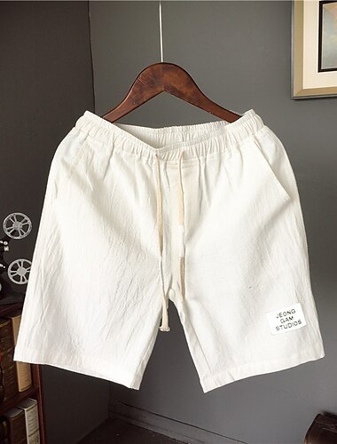  Homens Calção Shorts de linho Shorts de verão Com Cordão Cintura elástica Tecido Respirável Macio Curto Diário Esportes Misto de Algodão e Linho Algodão E Linho Esportivo Casual / esportivo Exército