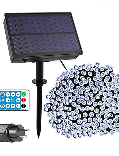  Solarstrom-Lichterkette 50m-400leds 100m-800leds mit Fernbedienung 8-Modus blinkendes Timing-Set Plug-in Doppelzweck-Erntedankfest Weihnachten Outdoor-Party Gartendekoration Lichterkette Schleierkraut