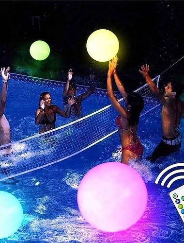  led pool flytande ljus 40 cm glödande boll uppblåsbar ljusboll led boll dekorativ badboll för utomhuspool poolutrustning