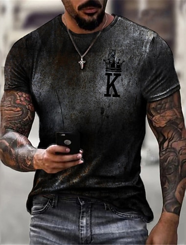  Herren Gruseliger Schriftzug Buchstabe Grafikdrucke Hemd T Shirt T-Shirt Retro-Shirts Kurzarm T-Shirt 3D-Druck Rundhals Hemd Vintage Designer Lässig Täglich Ferien Schwarz Blau Purpur Sommer