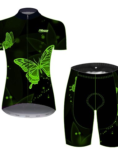  نسائي جورسيه الدراجة مع الشورت كم قصير دراجة جبلية دراجة الطريق أزرق برتقالي أخضر فراشة التدرج دراجة هوائية متنفس الأشعة فوق البنفسجية مقاوم سريع جاف شرائط عاكسة رياضات لون الصلبة فراشة التدرج ملابس