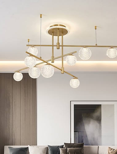  led stropní svítidlo moderní severský klastrový design lustr měď moderní styl sputnik koule mosaz 9 6 hlav 84cm 105 cm 220-240v 110-120v