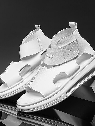  edle schwarze Ledersandalen für Herren - modernes Cut-Out-Design mit gepolsterter Sohle, ideal für den eleganten Freizeit- und Outdoor-Look
