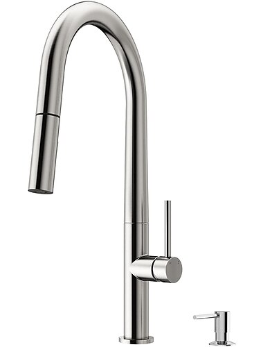  Küchenarmatur, drehbare ausziehbare/herunterziehbare Messing-High-Arc-Nickel-gebürstete/lackierte Oberflächen Einhand-Einloch-Küchenarmaturen mit Heiß- und Kaltschalter