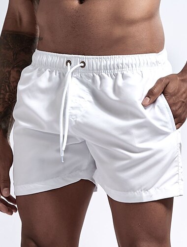  Herren-Badeshorts Badehose mit Mesh-Innenfutter Boardshorts schnell trocknende Unterteile atmungsaktiv dehnbar Kordelzug mit Taschen - Schwimmen Surfen Strand Wassersport einfarbig Frühling Sommer