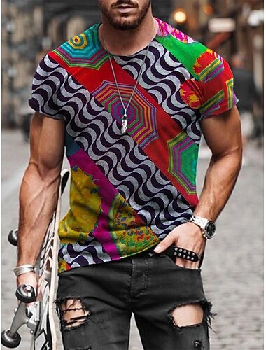  Voor heren Tribal Grafische prints Totem T-shirt Korte mouw T-shirt Andere prints Ronde hals Overhemd Ontwerper Basic Casual Straat Casual A B C Zomer Lente zomer Kleding Normaal S M L XL XXL 3XL 4XL