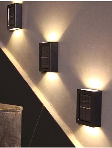  2pcs led applique da parete per esterni solare nero moderno pannello solare 2led wall street led light power giardino illuminazione esterna lampada da parete impermeabile luce su e giù