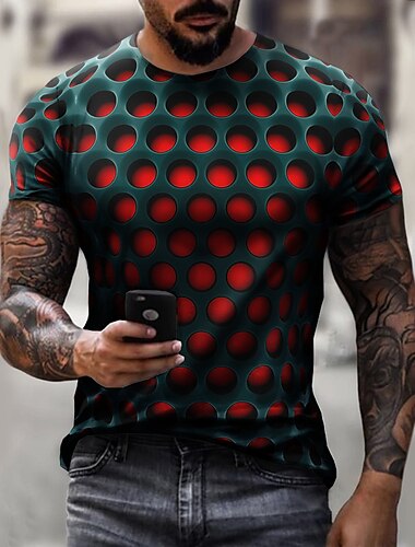  Homme T shirt Tee 3D Print Col Ras du Cou Col Rond Blanche Vert Claire Rose Pourpre foncé Rouge 3D effet Grande Taille Casual du quotidien Manche Courte Vêtement Tenue Rétro Vintage Vêtement de rue