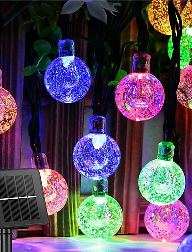  солнечные гирлянды на открытом воздухе 100led глобус фея водонепроницаемые фонари 8 режим 12 м / 40 футов внутренние / наружные солнечные гирлянды для сада патио двор дома рождественские вечеринки