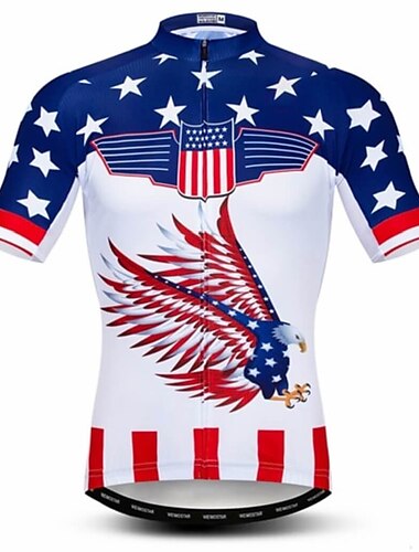 21Grams® Herren Kurzarm Fahrradtrikot Sommer Elasthan Polyester Blau / weiß Italien Nationalflagge Fahhrad Trikot / Radtrikot Oberteile Bergradfahren Straßenradfahren UV-beständig Atmungsaktiv Rasche