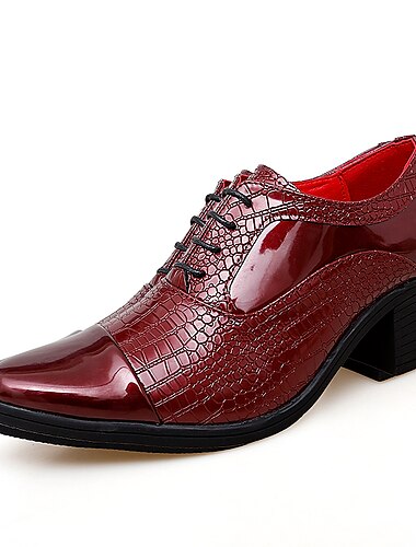  Miesten Oxford-kengät Derby-kengät Juhlakengät Patenttinahkaiset kengät Vintage Klassinen Joulu joulu Juhlat PU Korkeutta lisäävä Nauhat Musta Valkoinen Punainen Kevät Syksy
