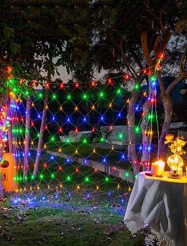  LED ネットストリングライト 6m x 4m 672 LED ネットライト カーテンライト フィッシングネット ホリデーパーティーデコール 屋外ストリングライト 8モード 非防水 連結可能 220-240V