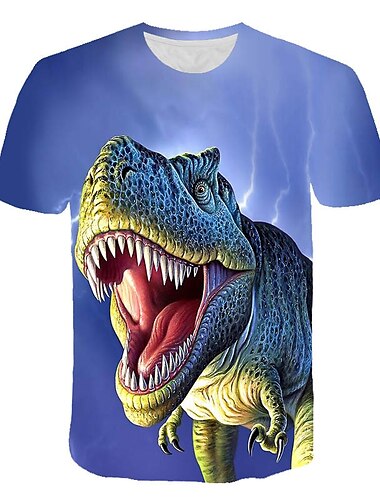  Copii Băieți Tricou Manșon scurt Dinozaur Tipărire 3D Animal Imprimeu Verde Gri Bleumarin Gri negru Copii Topuri Vară Activ Purtare Zilnică Fit regulat 4-12 ani