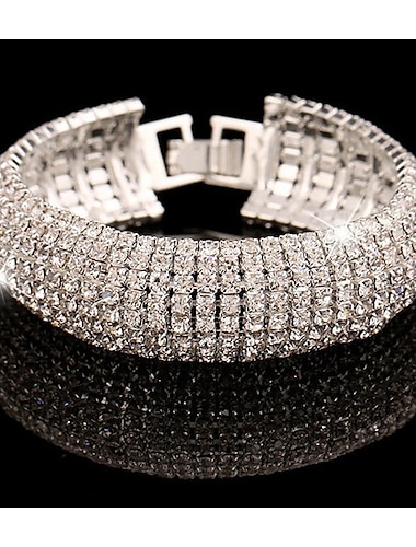  Women's Rhinestone Bracelet Golden Silver Classic Fashion Luxury Alloy Bracelet Jewelry  For Wedding Party Evening Gift