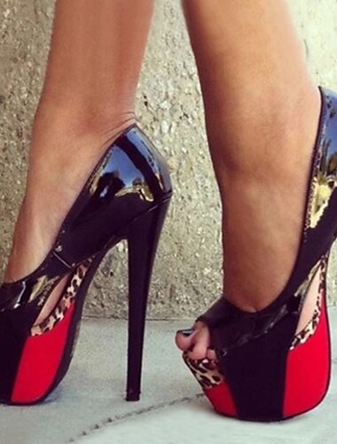  dames hakken pumps stiletto hoge hakken sexy feest kleurblok platform hoge hak peep toe suède lakleer loafer nude zwart blauwe schoenen met rode onderkant