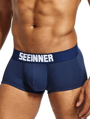  Per uomo 1 confezione Biancheria intima Boxer Di base Cotone Vita bassa Nero Bianco