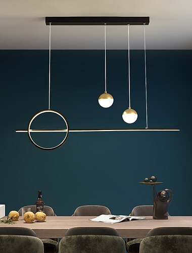  led hanglamp keukeneiland licht modern zwart goud 80cm lantaarn desgin hanglamp metaal geschilderde afwerkingen modern 220-240v 110-120v