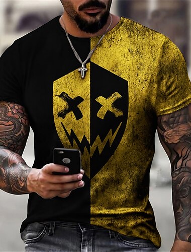  男性用 プラスサイズ Tシャツ ビッグアンドトール グラフィック クルーネック 半袖 夏 デザイナー ベーシック カジュアル スリムフィット カジュアル 日常 トップの