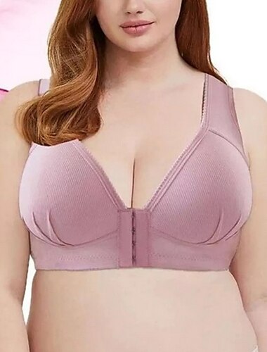 Push-Up-BHs für Damen, vollständige Abdeckung, Spitze, reine Farbe, Frontverschluss, Nylon, sexy, 1 Stück, schwarz, rosa, Heim-Outfits
