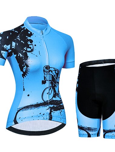  21Grams Damen Radtrikot mit Radhose fahrradbekleidung set Kurzarm MTB Mountain Rennrad Grün Gelb Orange Graphic Ausrüstung Fahhrad Sportkleidung Atmungsaktiv UV-resistant Rasche Trocknung Tasche auf