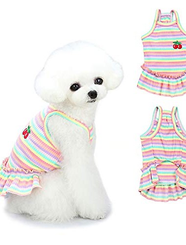  robe de chien sunteelong vêtements de chien rayé coloré robe d'été chiot chien tutu robes de princesse chiens de compagnie chat cosume jupe vêtements pour petits chiens fille garçon robe s