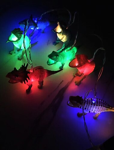  Luces de cadena LED 1M 2M Luces de animales dinosaurios Jurásico Luz blanca cálida RGB Blanca Luz decorativa creativa para fiestas de Año Nuevo Luces de hadas 1Set