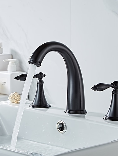  صنبور بالوعة الحمام - مطلي بالكهرباء على نطاق واسع بمقبضين وثلاثة صنابير حمام