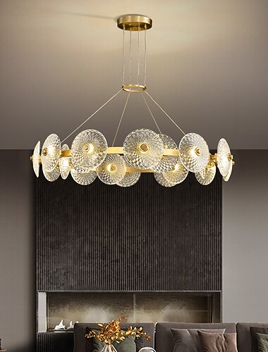  ledet anheng lys sirkel ring design moderne luksus gull 70cm 85cm geometriske former lysekrone kobber moderne stil sputnik messing ledet moderne 220-240v 110-120v