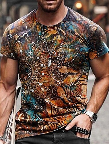  Herren Grafik Stammes Hemd T Shirt T-Shirt Kurzarm T-Shirt 3D-Druck Rundhalsausschnitt Hemd Vintage Designer Ethno-Stil Lässig Täglich Wochenende A B C Sommer Bekleidung Übergröße S M L XL XXL 3XL 4XL