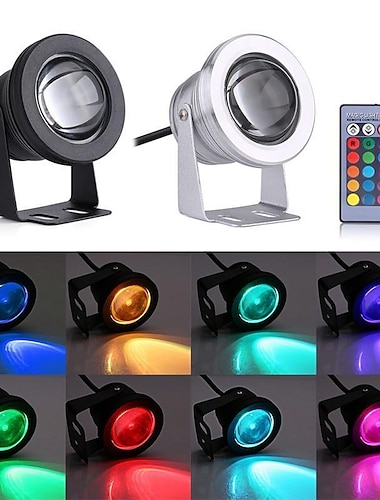  Pond Fountain Light RGB LED Underwater Pool Spotlight with Remote Control 10W Color Changing LED Dimmable 12V for Pool Lighting