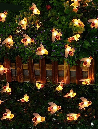  luci stringa solari all'aperto 2 pezzi 1 pz 8 modelli a energia solare carina ape del miele ha condotto la luce fatata della stringa 30leds 6.5m ape recinzione del giardino esterno patio luci di