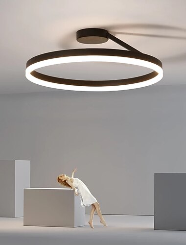  luz de techo led círculo moderno negro blanco 40cm 50cm luces de montaje empotrado estilo artístico de aluminio estilo moderno acabados pintados con estilo led moderno 220-240v