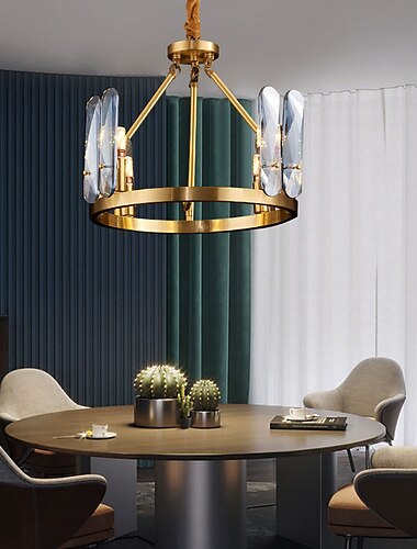  LED pendellampe glas lysekrone kobber luksus moderne nordisk stil 4 6 8 hoveder 220-240v 110-120v