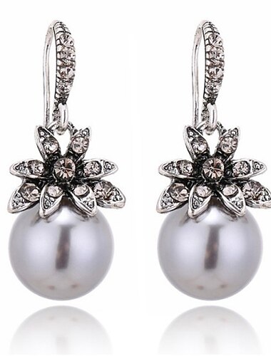  imitație de perle cercei picătură piatră naturală rotund margele margele cercei pendulează pentru femei cadou bijuterii de moda ¡(i: argint)